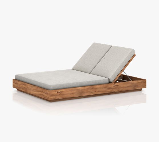 Lanai Teak Outdoor Double Chaise Lounge Pottery Barn