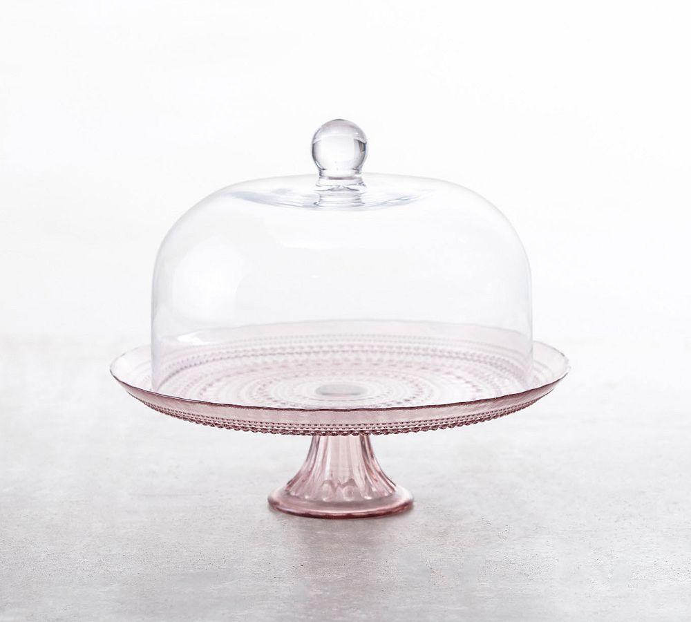 Jupiter Beaded Glass Cake Stand 13" with dome