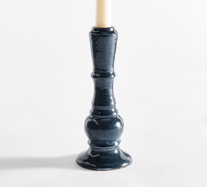 SMUL II Candle Holder, Black Ceramic Candlestick