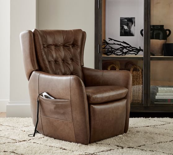 Wells Leather Power Lift Recliner Pottery Barn