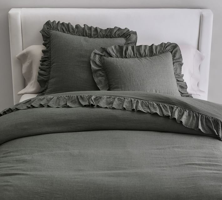 Victoria Organic Belgian Flax Linen Bedding Set with Ruffle – YaYa & Co.