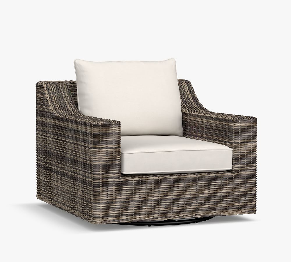 Torrey Wicker Slope Arm Swivel Outdoor Lounge Chair