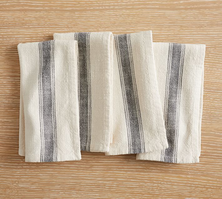 French Stripe Linen Napkin Set (Choose 4 or 6) (Ready to ship)