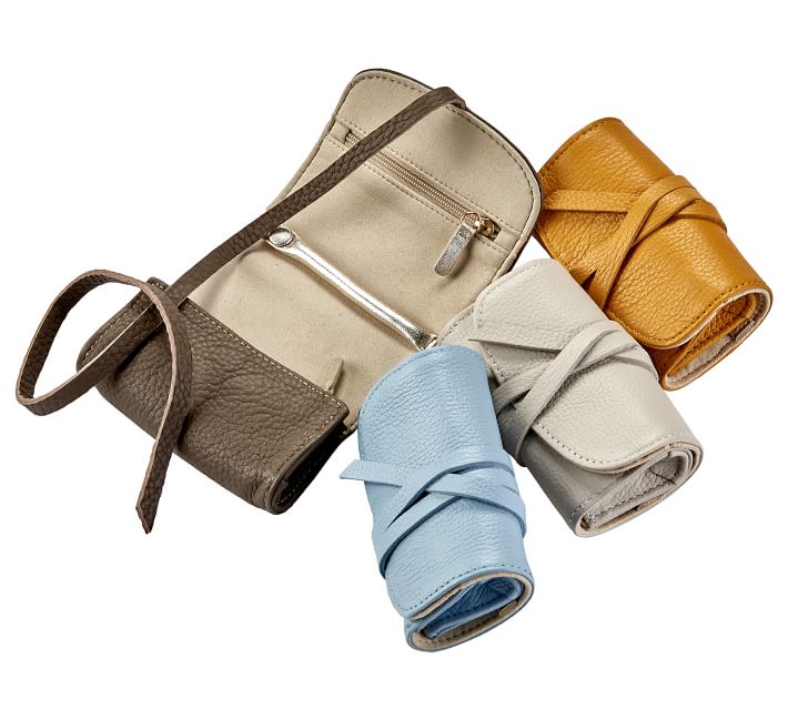 Emery Leather Travel Jewelry Roll | Pottery Barn