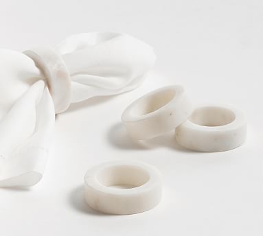 at Home Set of 4 White Wooden Napkin Rings