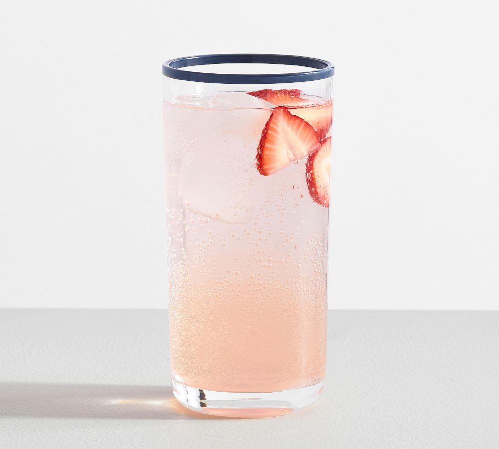 Stripe Rim Acrylic Drinking Glasses