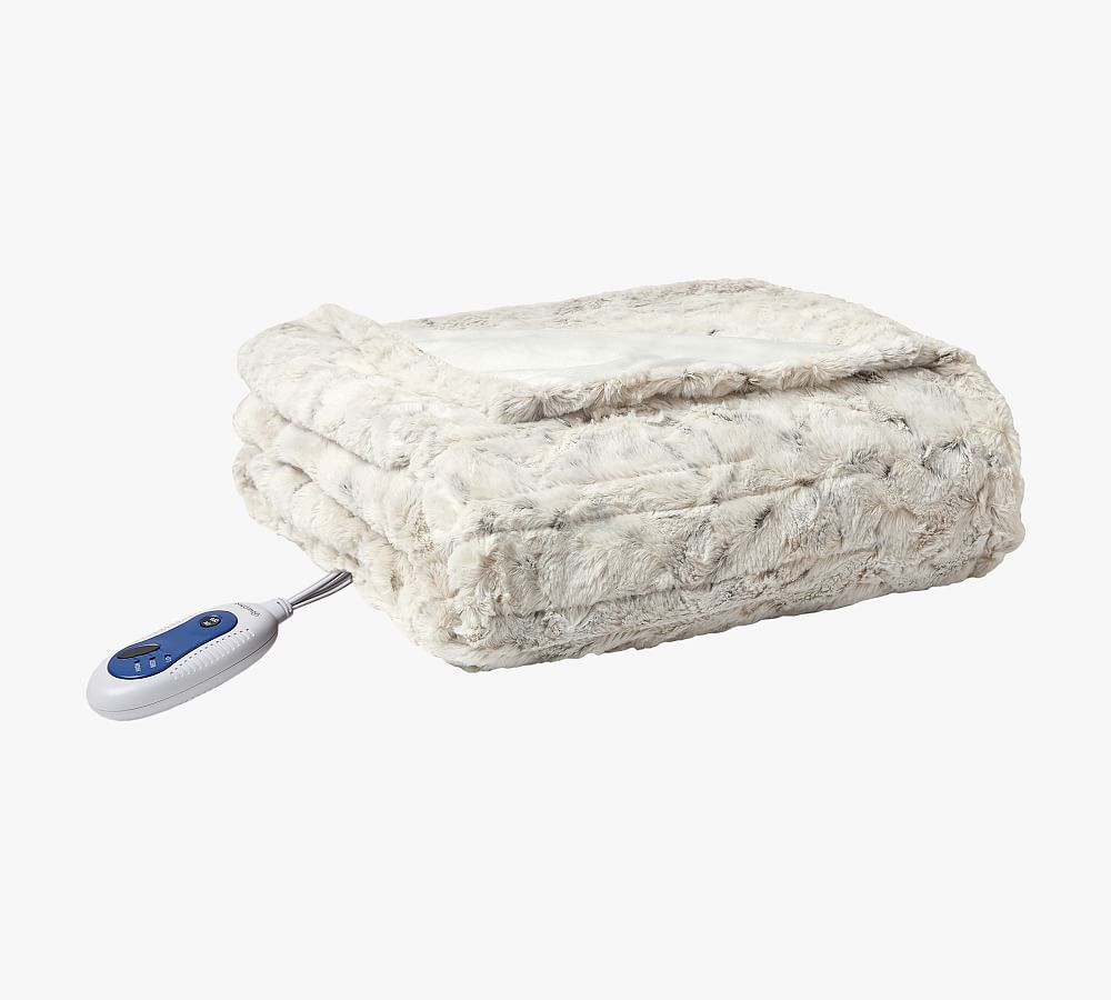 Beautyrest® Heated Oversized Faux Fur Throw Blanket Snow Leopard
