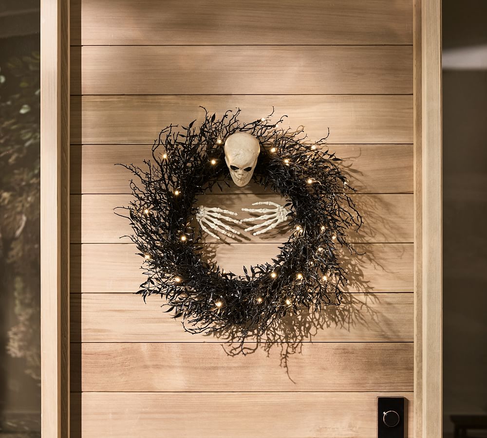 Handcrafted Light Up Skeleton Wreath