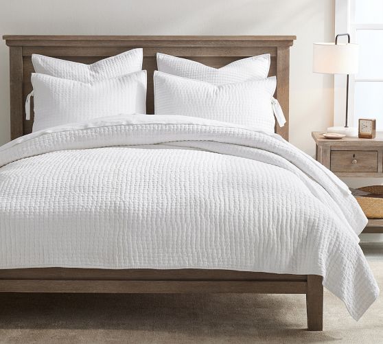 Pick-Stitch Handcrafted Cotton Linen Quilt & Shams | Pottery Barn