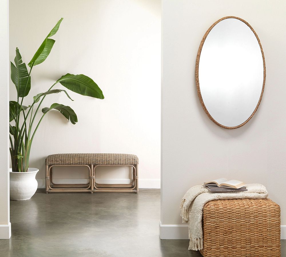 Archie Braided Seagrass Oval Wall Mirror | Pottery Barn