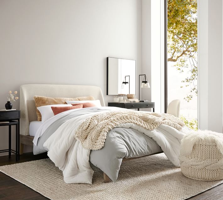 Layton Upholstered Platform Bed Pottery Barn