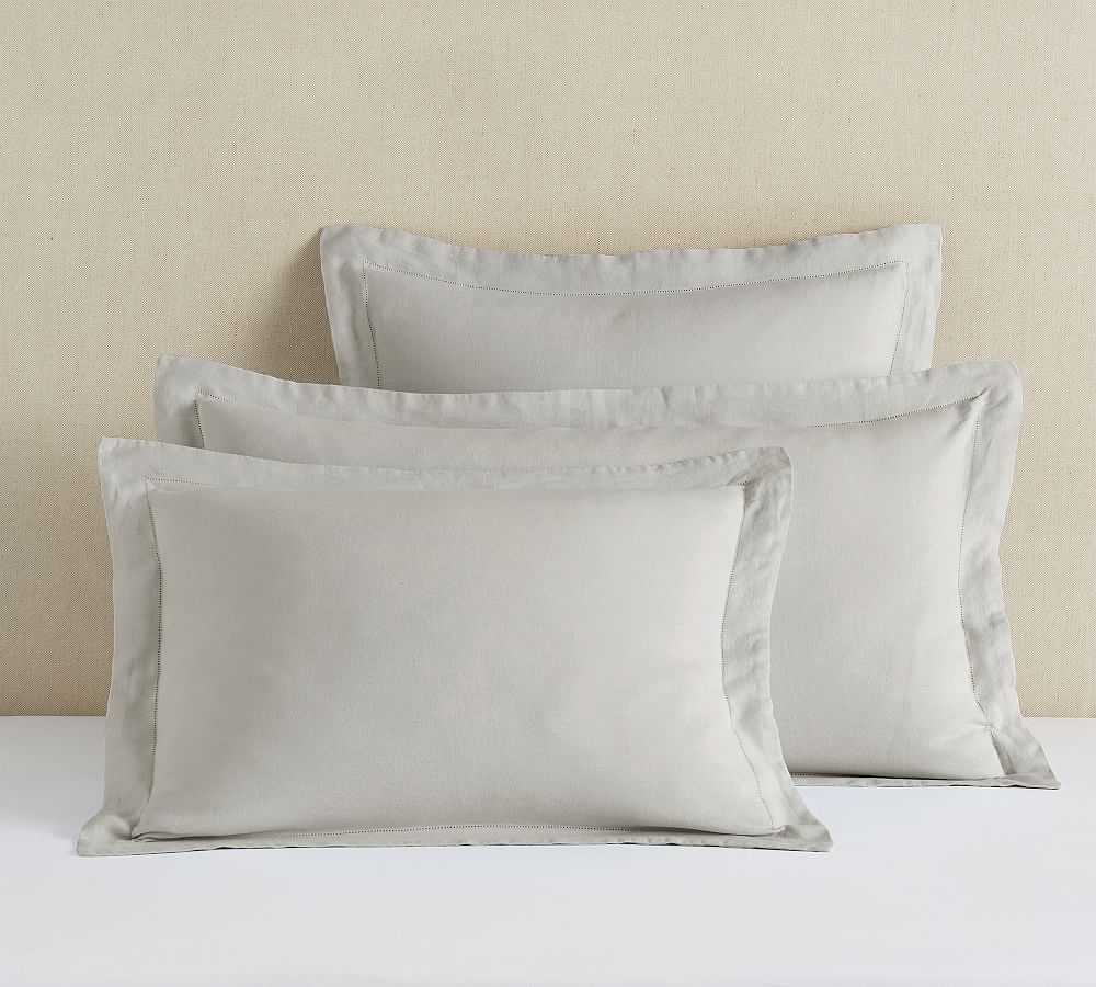 Border EUROPEAN FLAX-Certified Linen White and Black Euro Pillow Shams Set  of 2 + Reviews