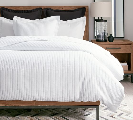 Striped Matelasse Organic Cotton Duvet Cover Pottery Barn