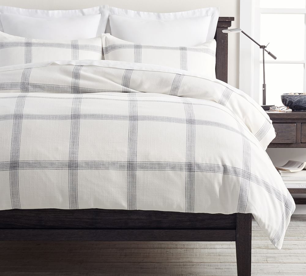 Windowpane Cotton Duvet Cover Pottery Barn