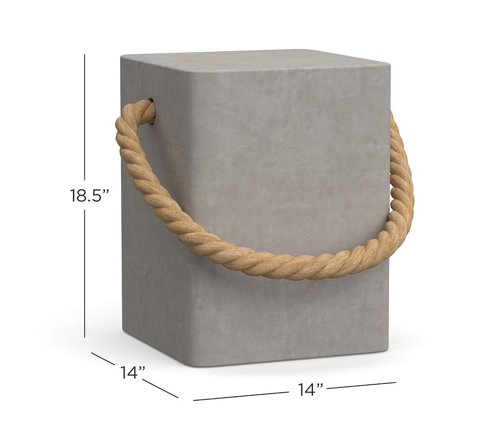 Coastal Concrete & Rope Outdoor Side Table Pottery Barn