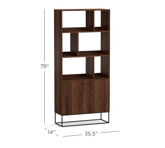 Bradley Open Bookcase With Doors | Pottery Barn