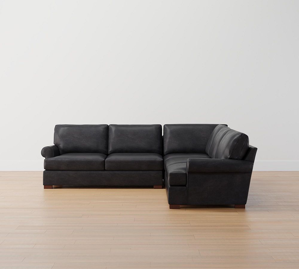 Townsend Roll Arm Leather 3-Piece L-Shaped Sectional
