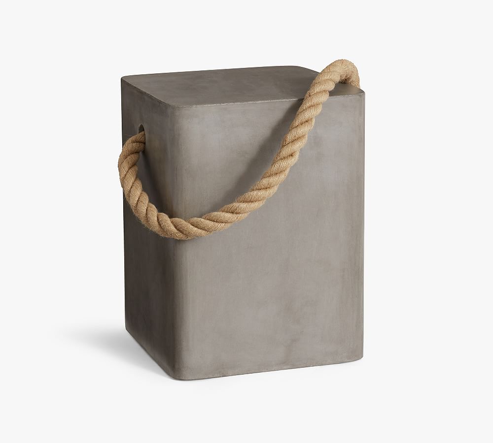 Coastal Concrete & Rope Outdoor Side Table