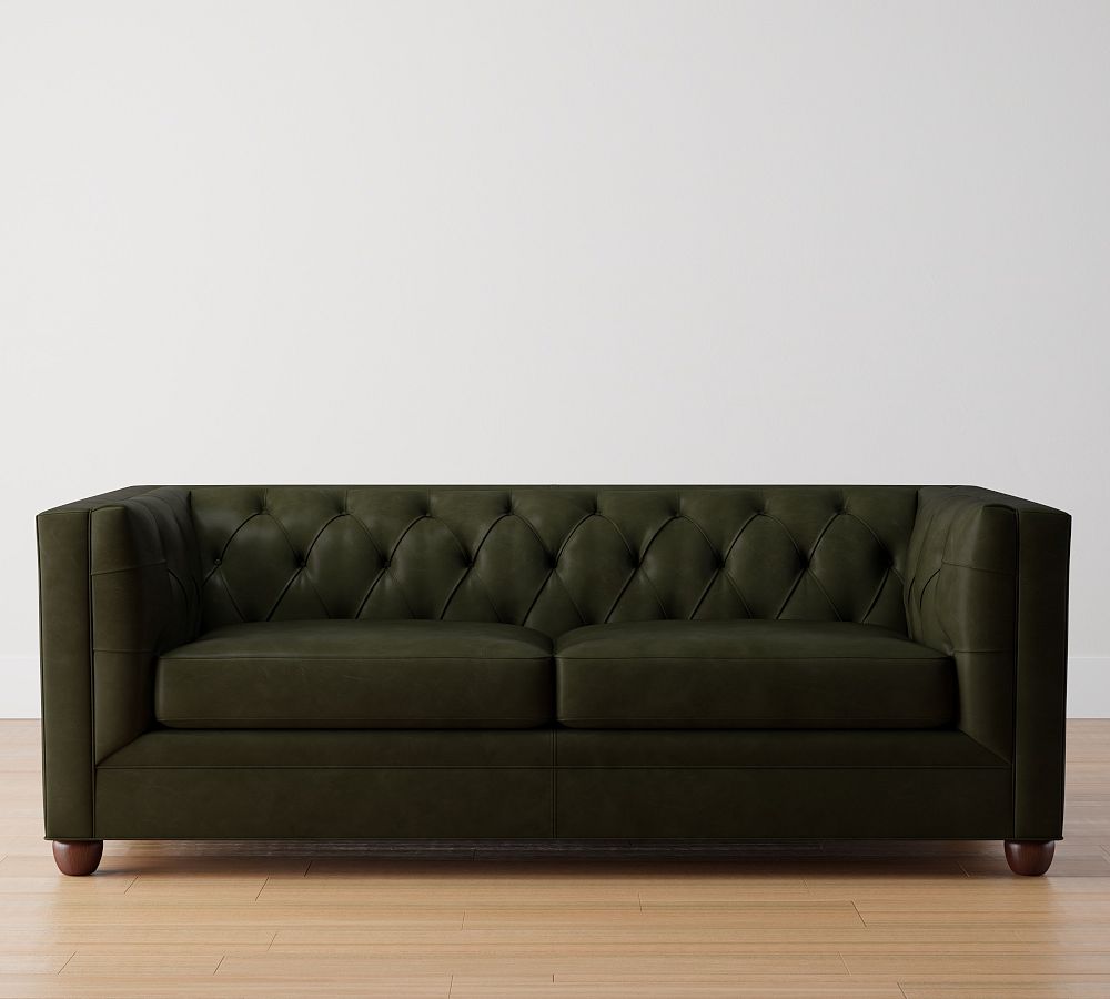 Chesterfield Square Arm Leather Sofa