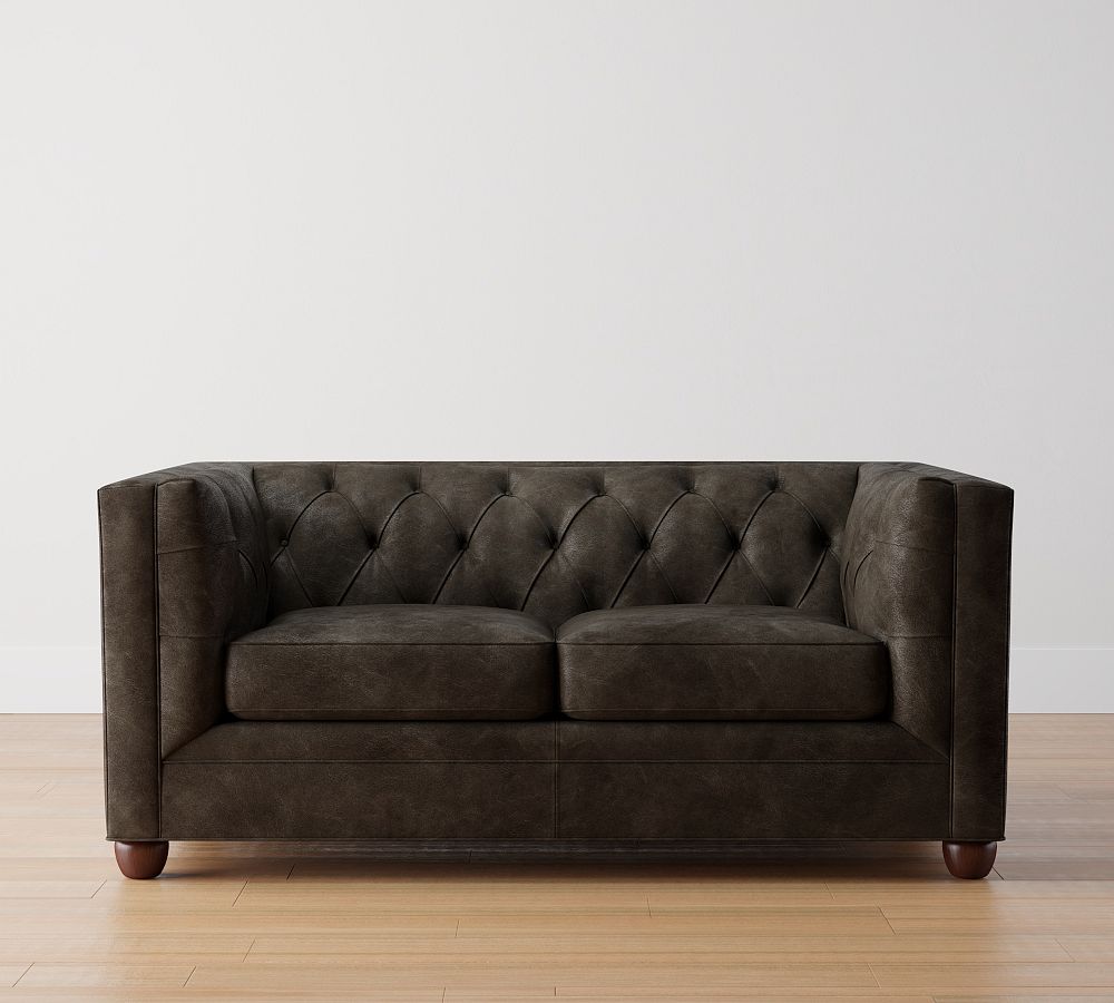 Chesterfield Square Arm Leather Sofa