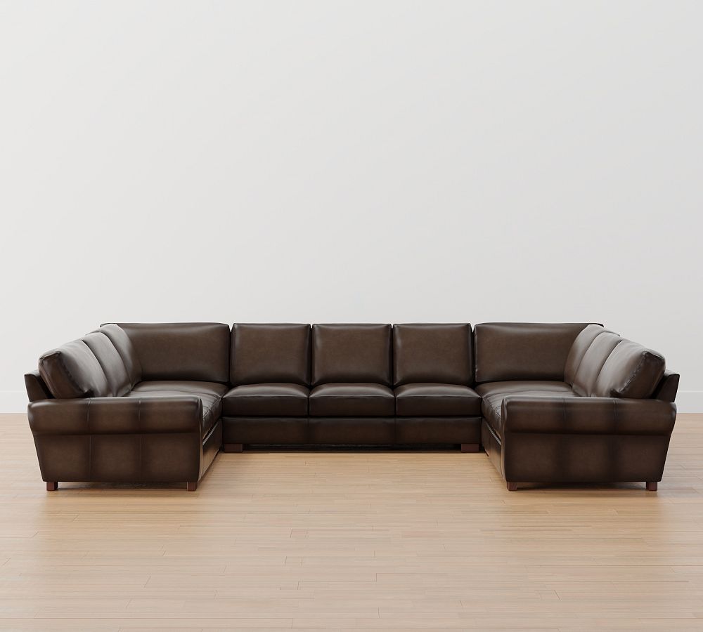 Turner Roll Arm Leather U-Shaped Sectional