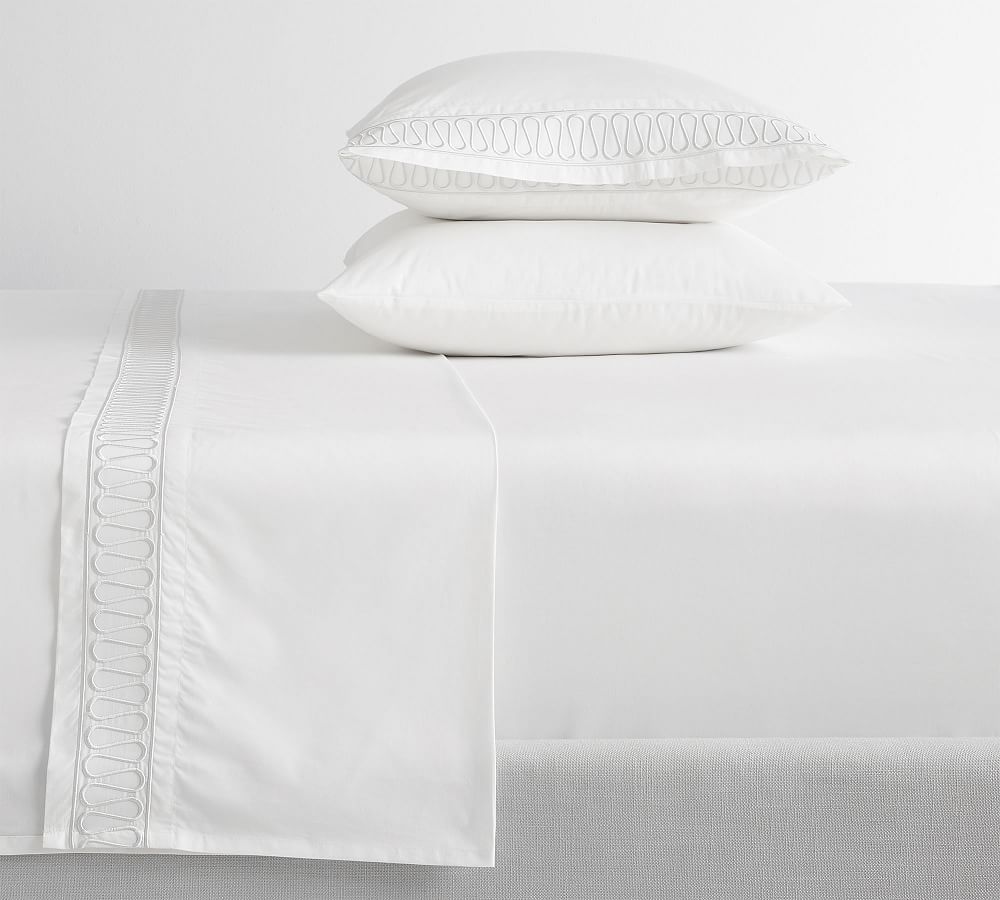 Monique Lhuillier Margaux Embroidered Organic Percale Sheet Set