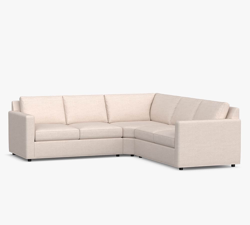 Sanford Square Arm 3-Piece L-Shaped Wedge Sectional (99&quot;)