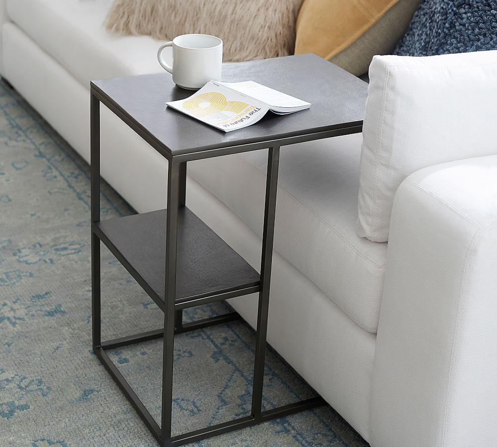 Duke Rectangular Metal C-Table with Shelf (20&quot;)