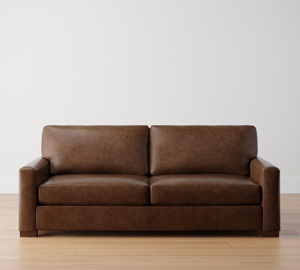Turner Square Arm Leather Sleeper Sofa (58&quot;&ndash;83&quot;)