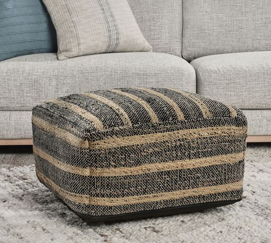 Harlan Handwoven Striped Pouf Pottery Barn