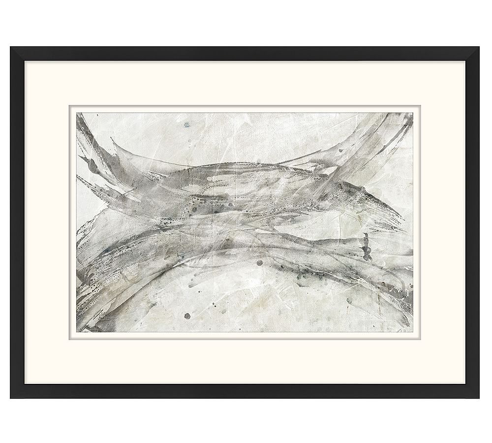 Gray Brushstrokes Abstract Framed Print