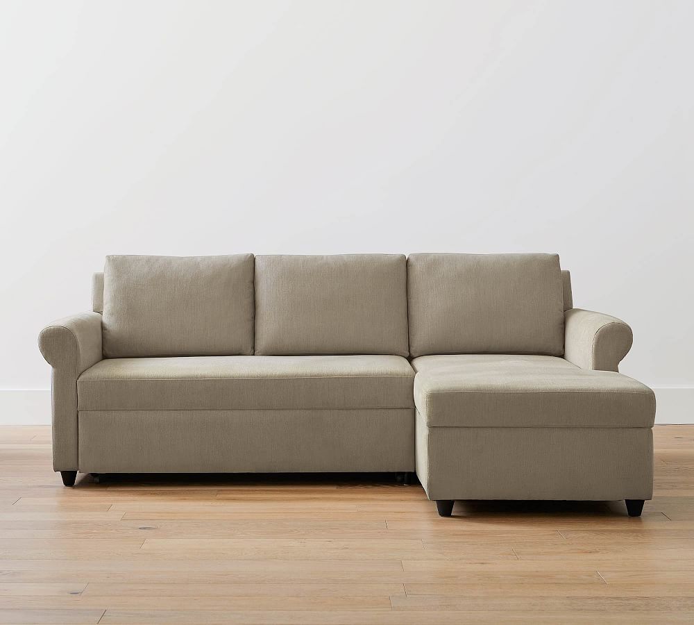Sanford Roll Arm Trundle Sleeper Chaise Sectional - Storage Available (92&quot;)