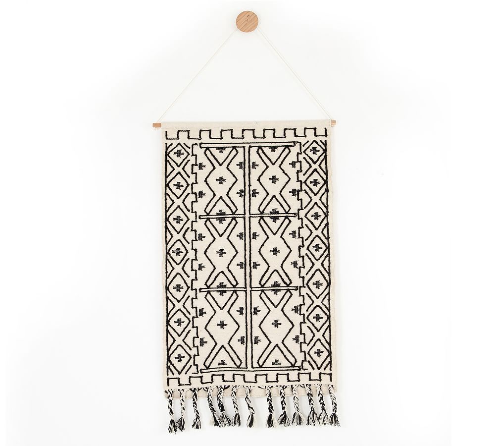 Black &amp; White Printed Tapestry Wall Hanging