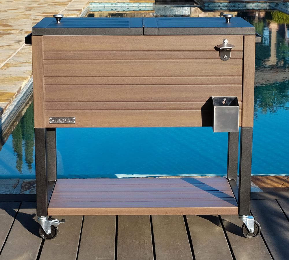 Wood Grain Stand-Up Cooler with Bottle Opener