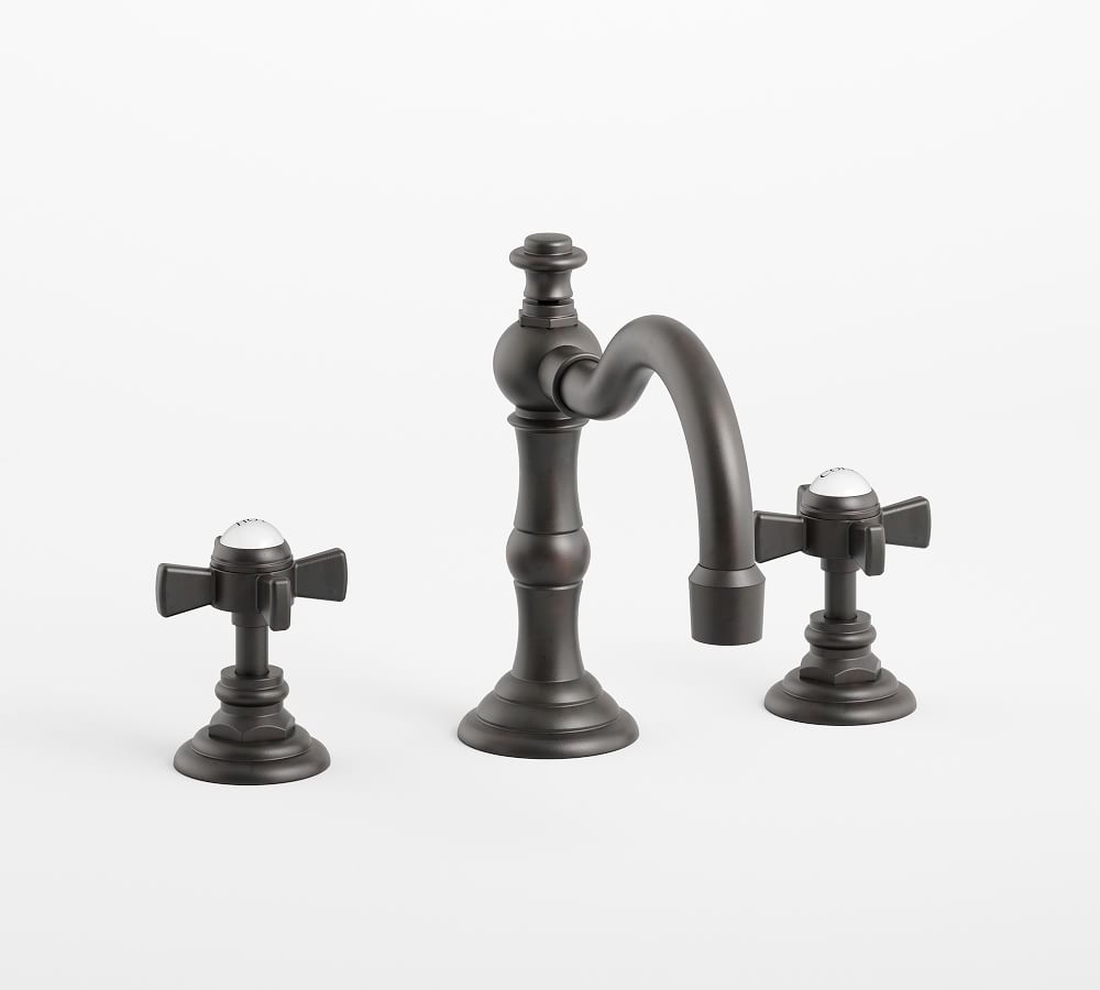 Antique Bronze Langford Cross Handle Widespread Bathroom Faucet