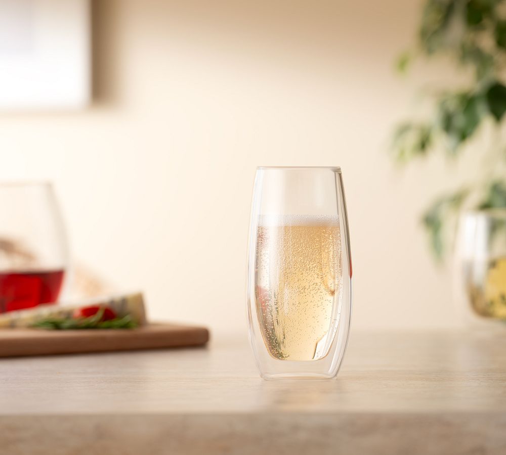 Bodum Skal Double Wall Champagne Stemless Glass - Set of 2