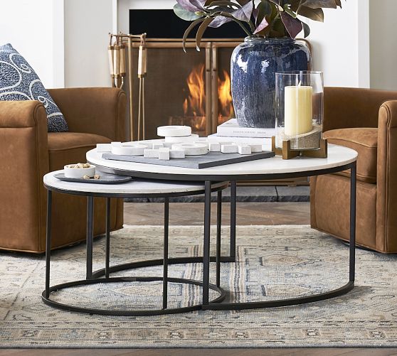 Currs Glam Oval Coffee Table Marble Top with Stainless Steel Frame