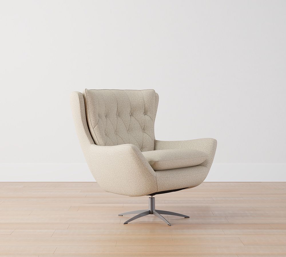 Wells Upholstered Tufted Swivel Armchair