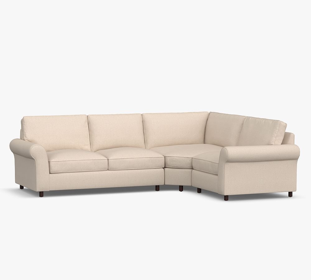 PB Comfort Roll Arm Upholstered 3-Piece Sectional with Wedge