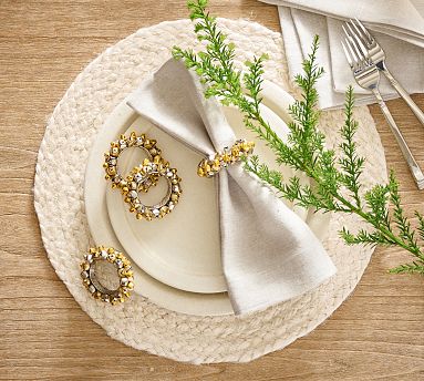 Gold And Silver Bells Napkin Rings - Set Of 4 