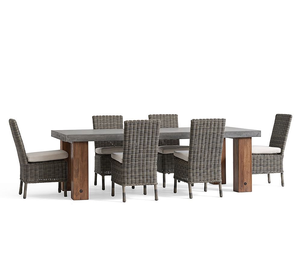 Abbott Concrete & Acacia Chunky Leg Dining Table + Huntington Chair Dining Set
