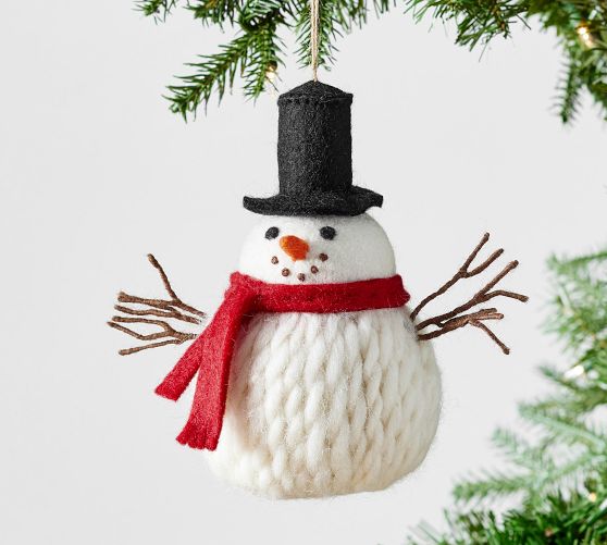 Oversized Felt Snowman Ornament | Pottery Barn