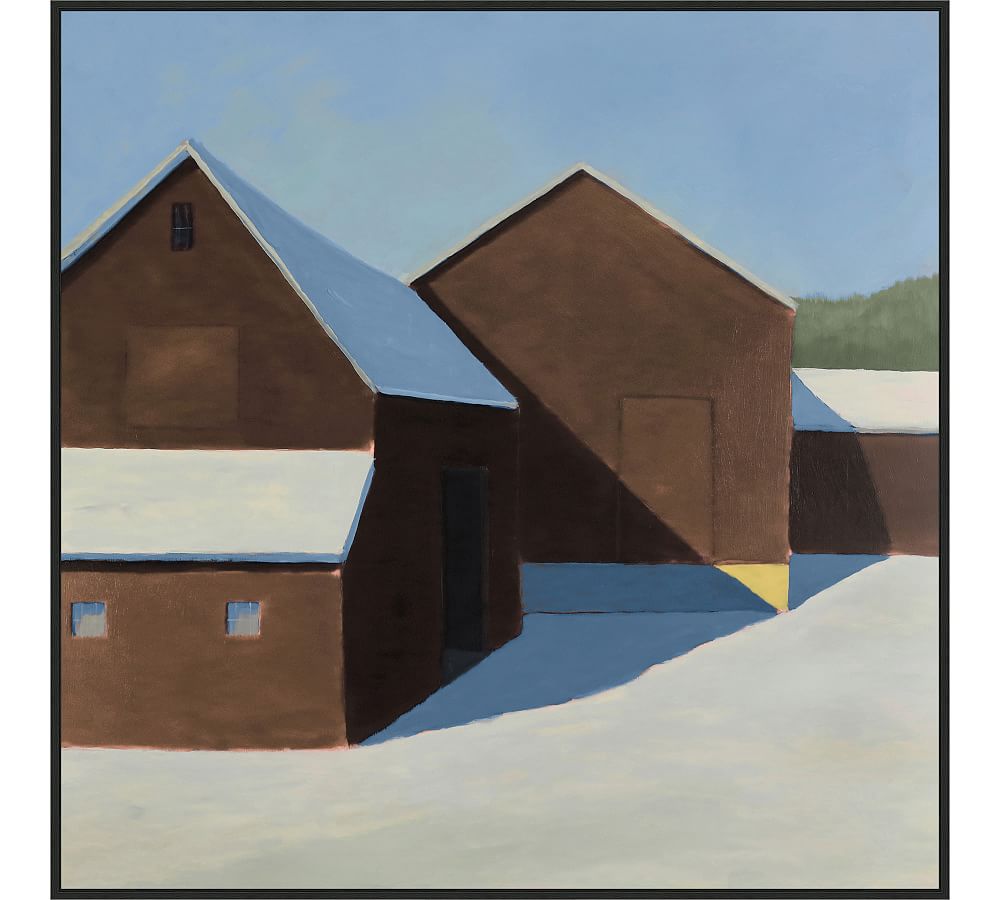 Snowy Farms Framed Canvas