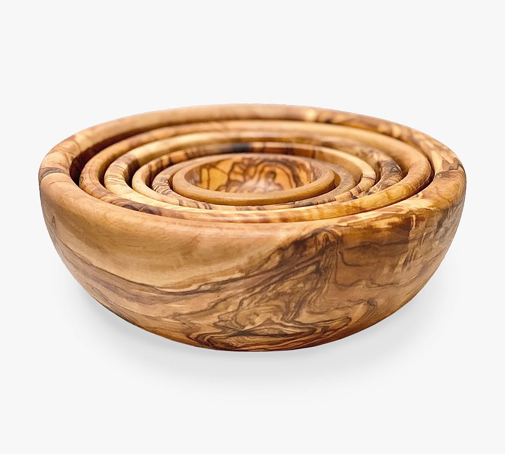 Olive Wood Nesting Serving Bowls Pottery Barn