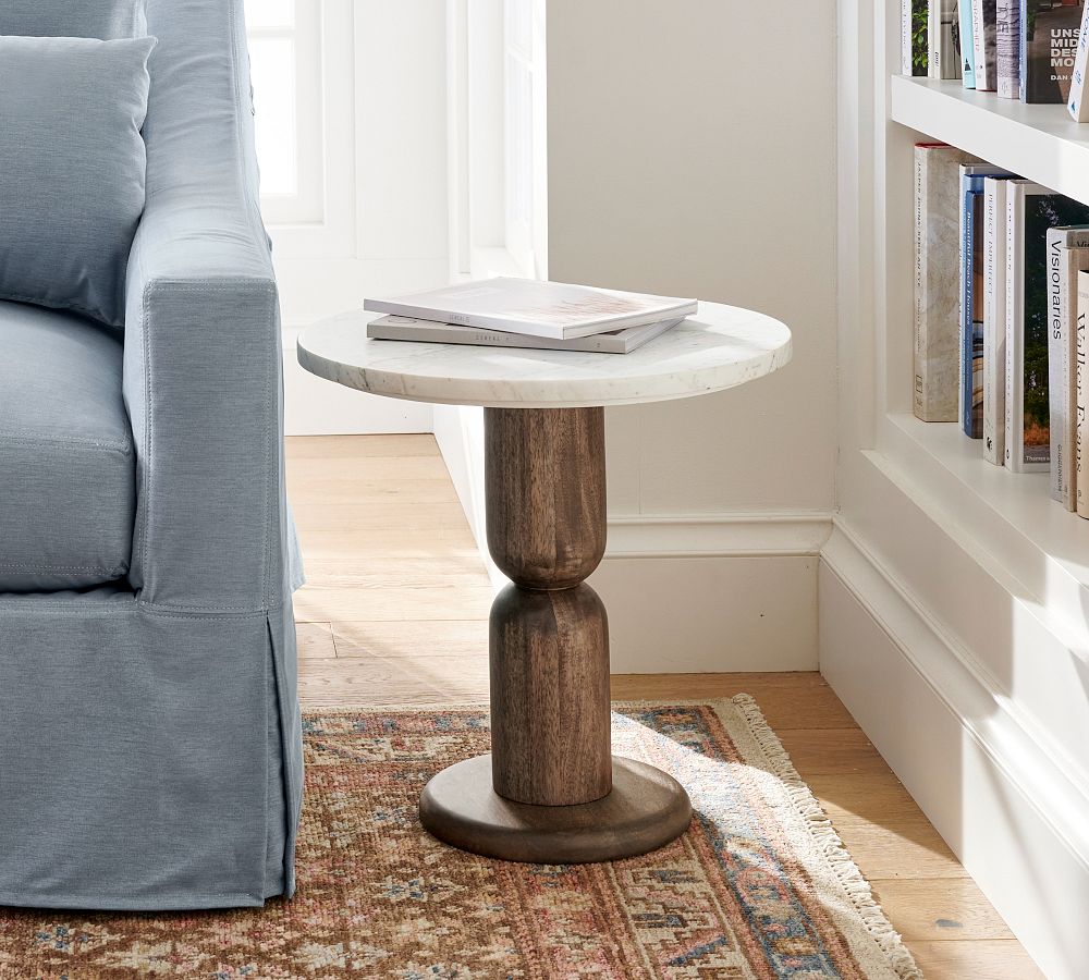 Ava Round Marble Side Table (20&quot;)