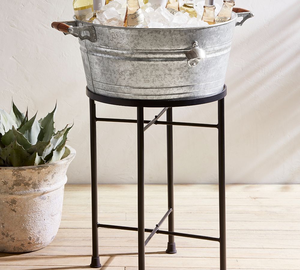 Galvanized Metal Party Bucket & Stand