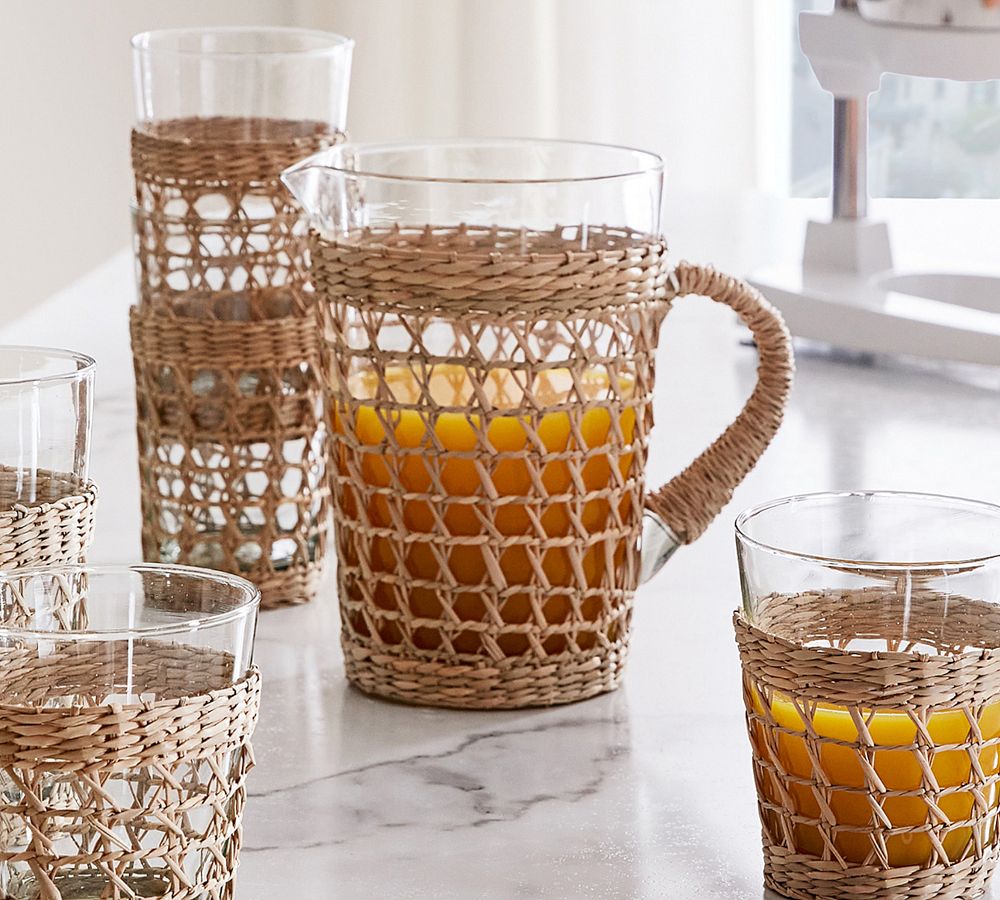 Cane Recycled Glass Pitcher