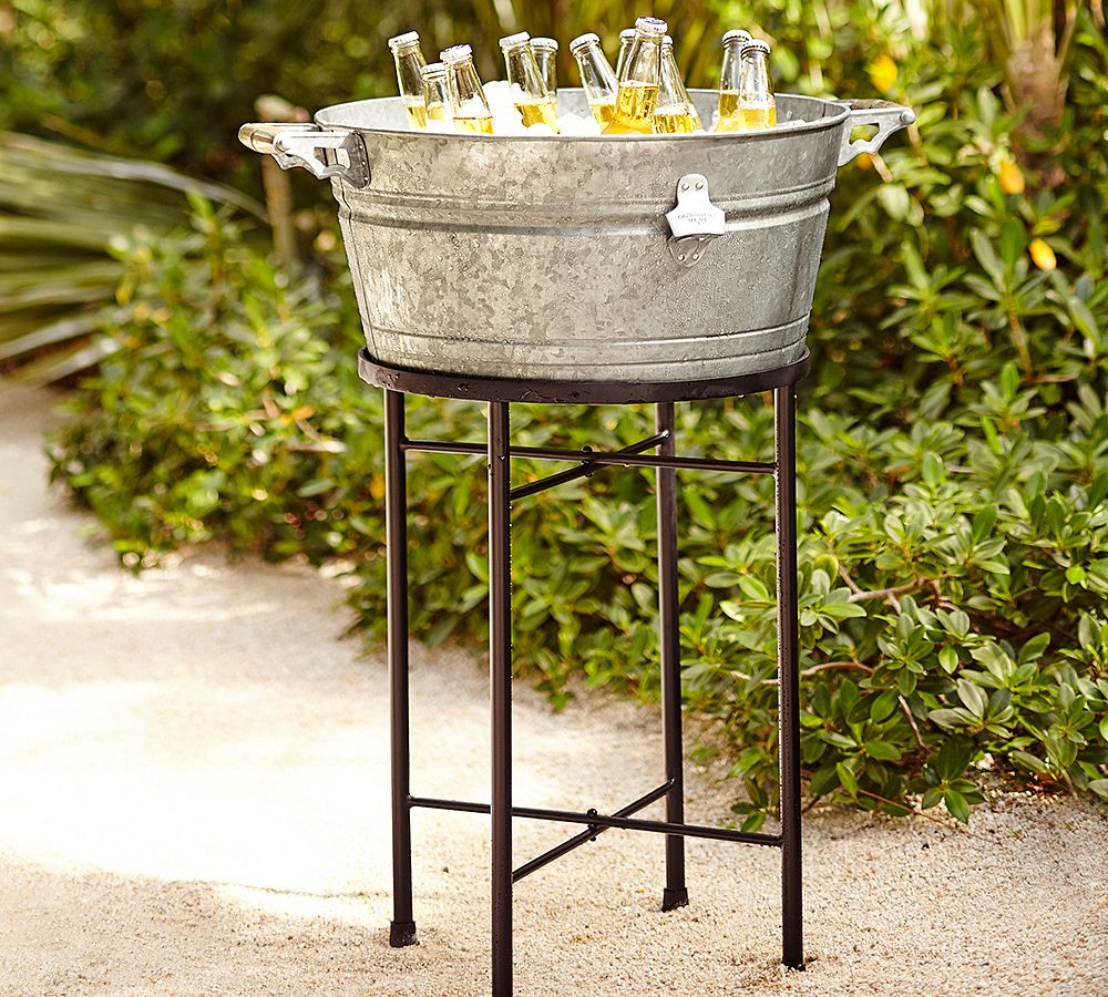 Galvanized Metal Party Bucket &amp; Stand
