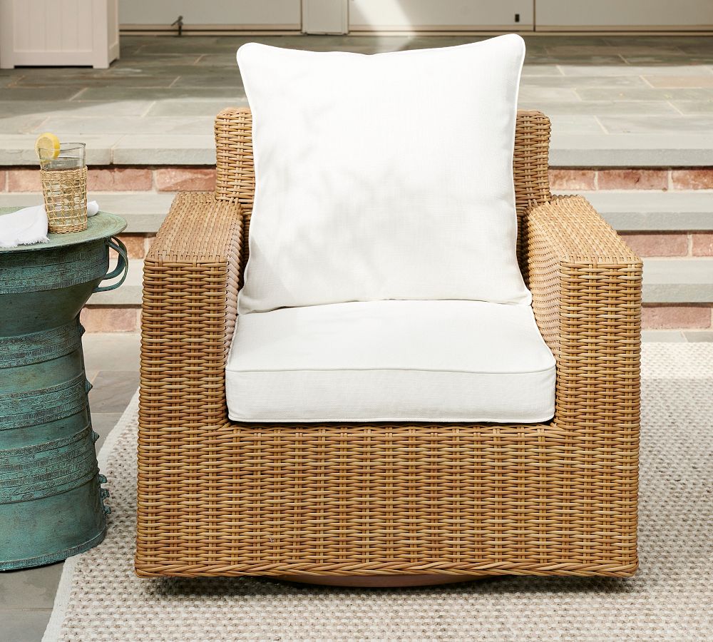 Torrey Wicker Square Arm Swivel Outdoor Lounge Chair