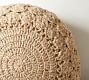 Round Hand-Crochet Faux Natural Fiber Outdoor Pillow